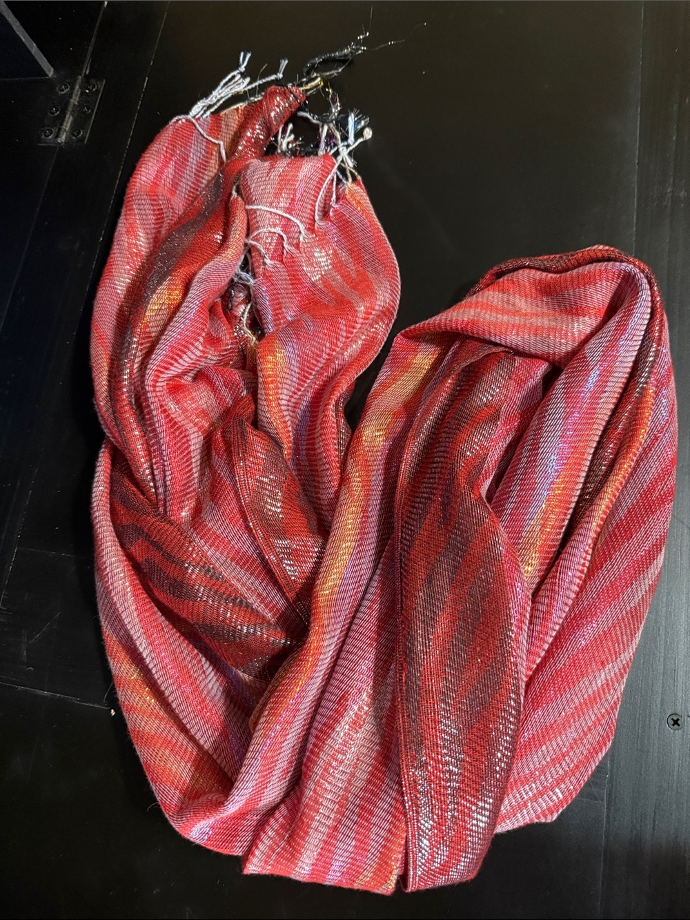 Red Striped Shimmer Lightweight Scarf